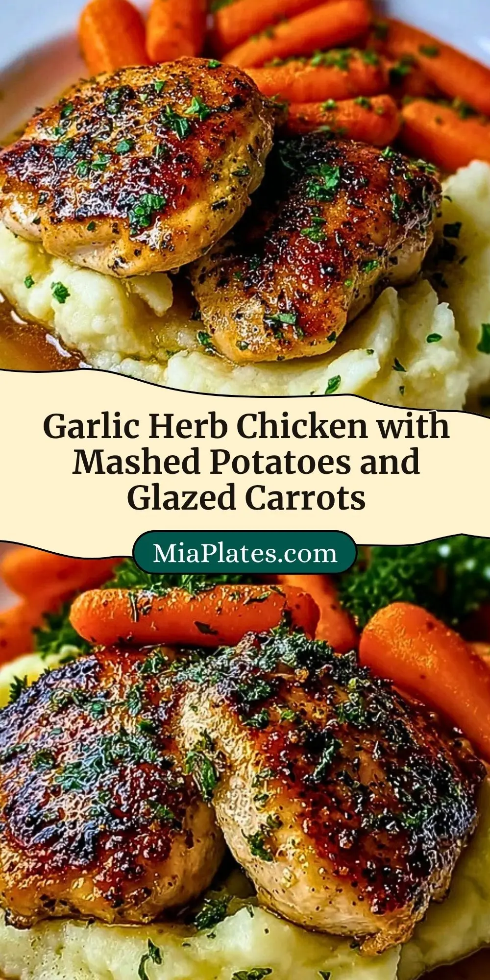 Garlic Herb Chicken with Mashed Potatoes and Glazed Carrots (2)
