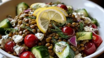 Mediterranean Lentil Salad with Lemon Dill Dressing