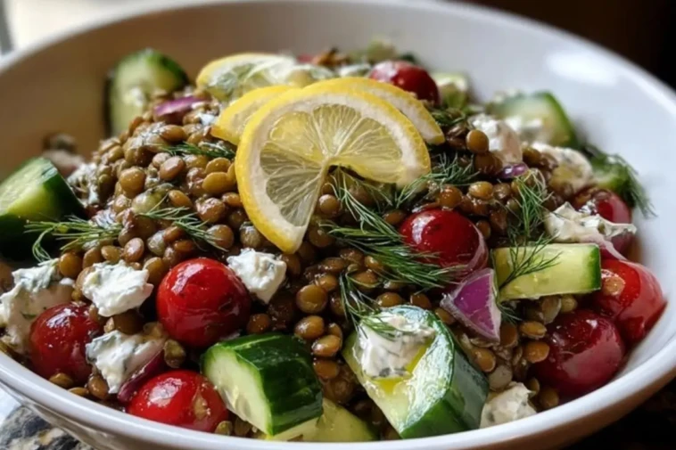 Mediterranean Lentil Salad with Lemon Dill Dressing