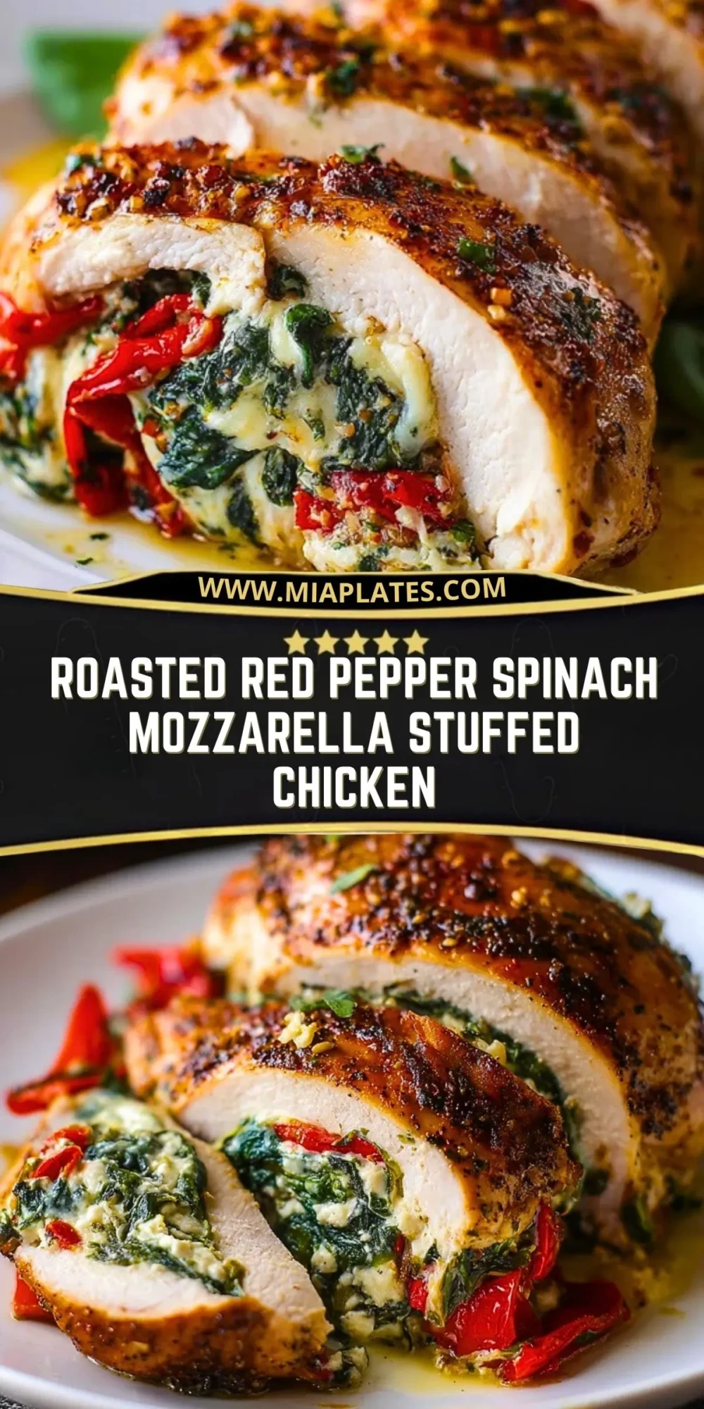 Roasted Red Pepper Spinach Mozzarella Stuffed Chicken (2)