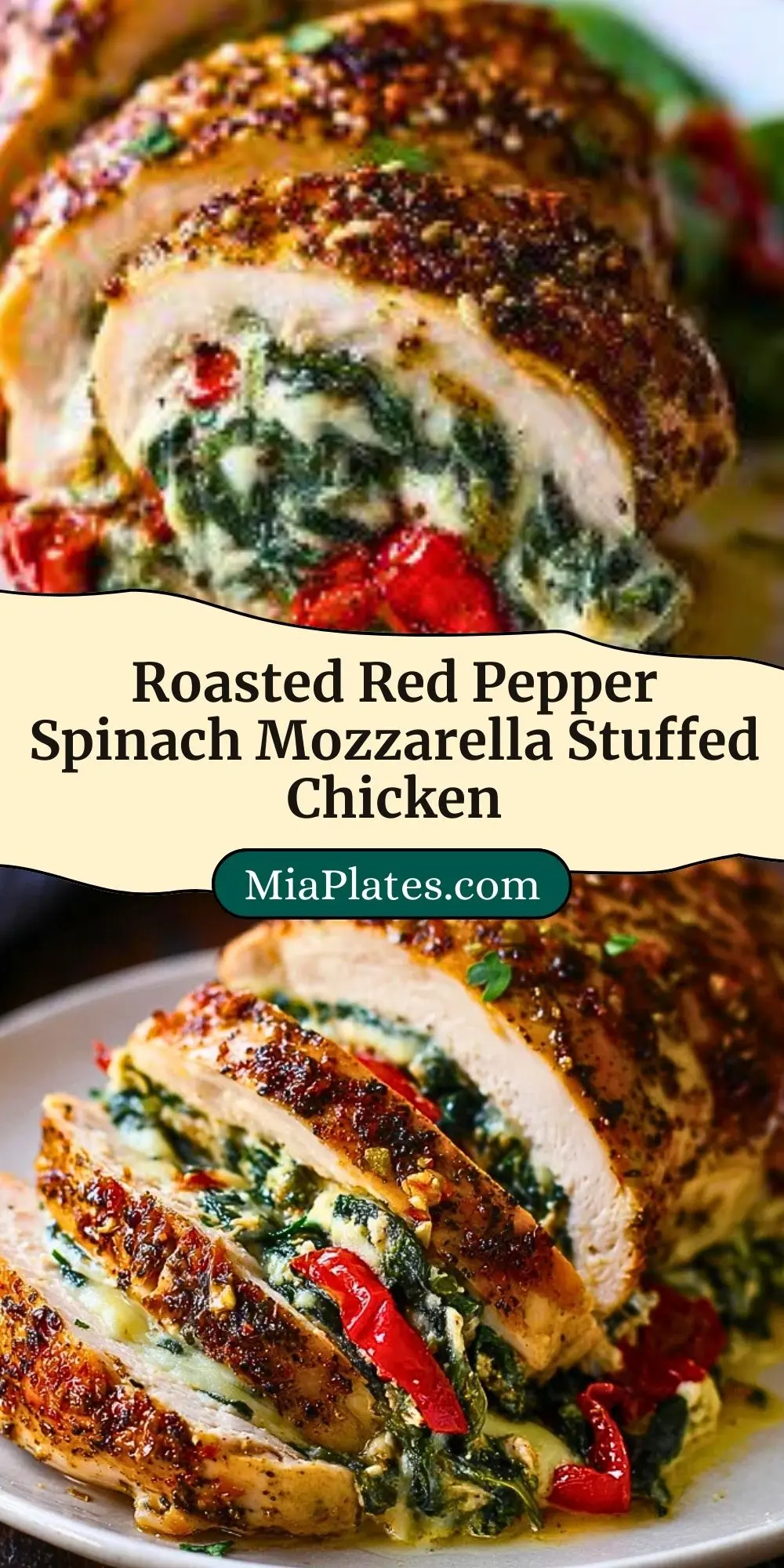 Roasted Red Pepper Spinach Mozzarella Stuffed Chicken (3)