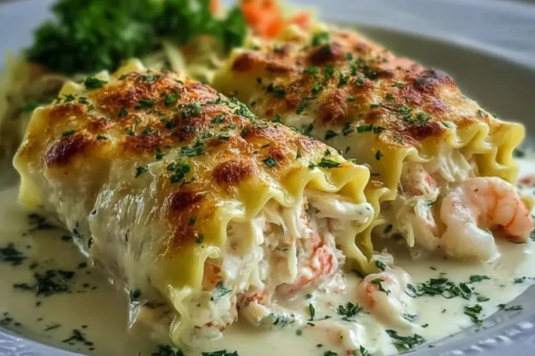 Shrimp Crab Alfredo Roll Ups