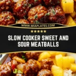 Slow Cooker Sweet and Sour Meatballs Pin 1