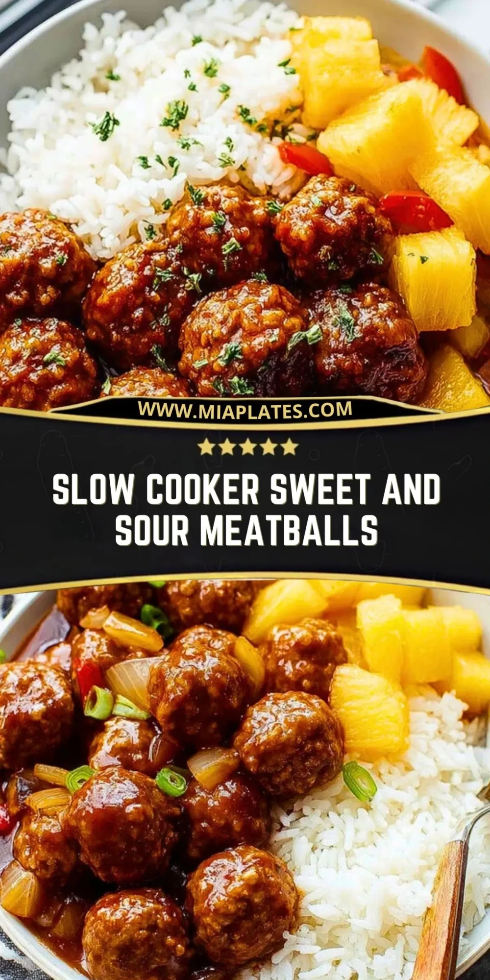 Slow Cooker Sweet and Sour Meatballs Pin 1
