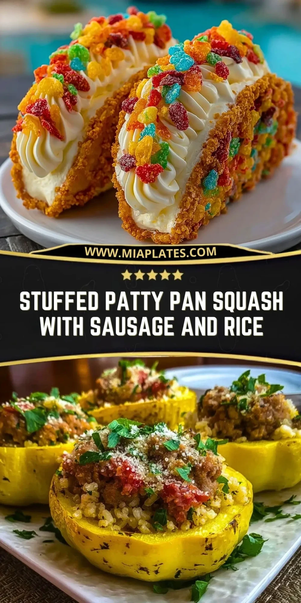 Stuffed Patty Pan Squash with Sausage and Rice Pin 1