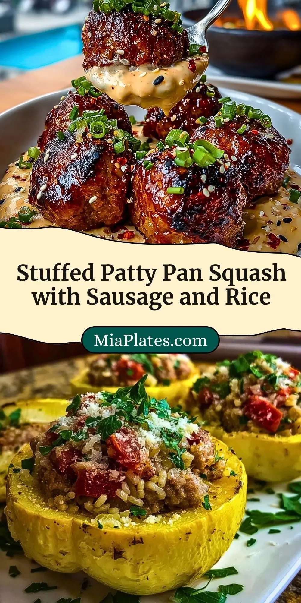 Stuffed Patty Pan Squash with Sausage and Rice Pin 2