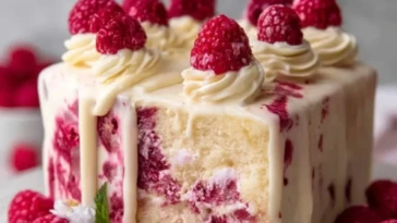 White Chocolate Raspberry Cake